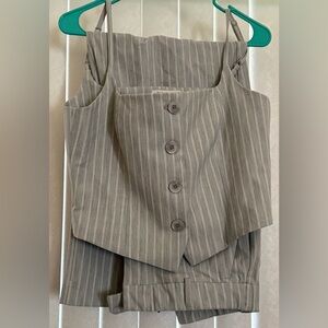 Gray Striped Women's Top and Pants